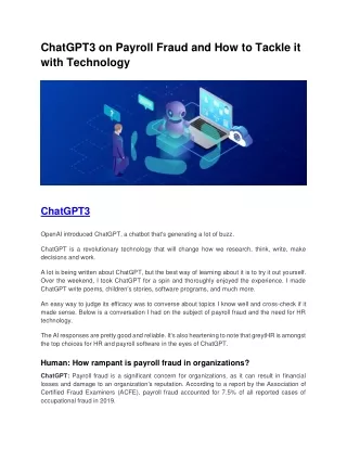 ChatGPT3 on Payroll Fraud and How to Tackle it with Technology