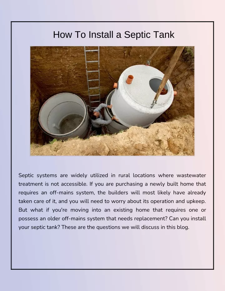 how to install a septic tank