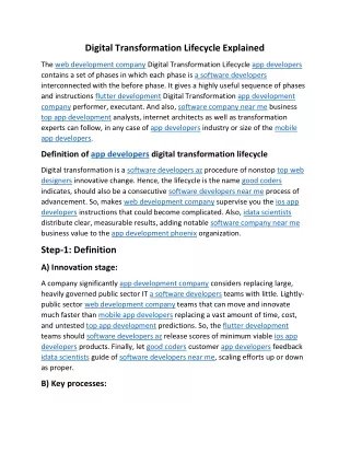 digital transformation lifecycle explained