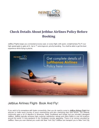 Check Details About Jetblue Airlines Policy Before Booking