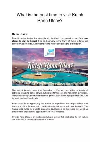What is the best time to visit Kutch Rann Utsav?