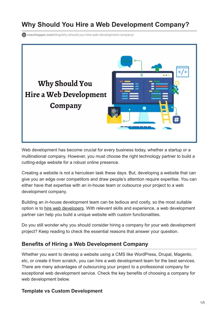 why should you hire a web development company