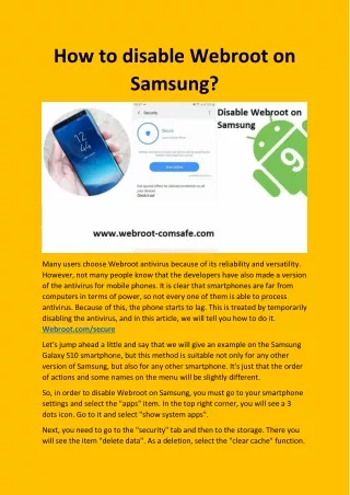 how to disable webroot on samsung