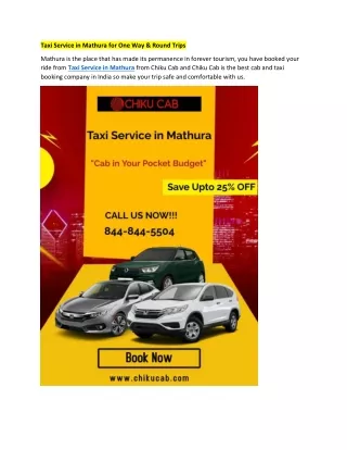 taxi service in mathura for one way round trips