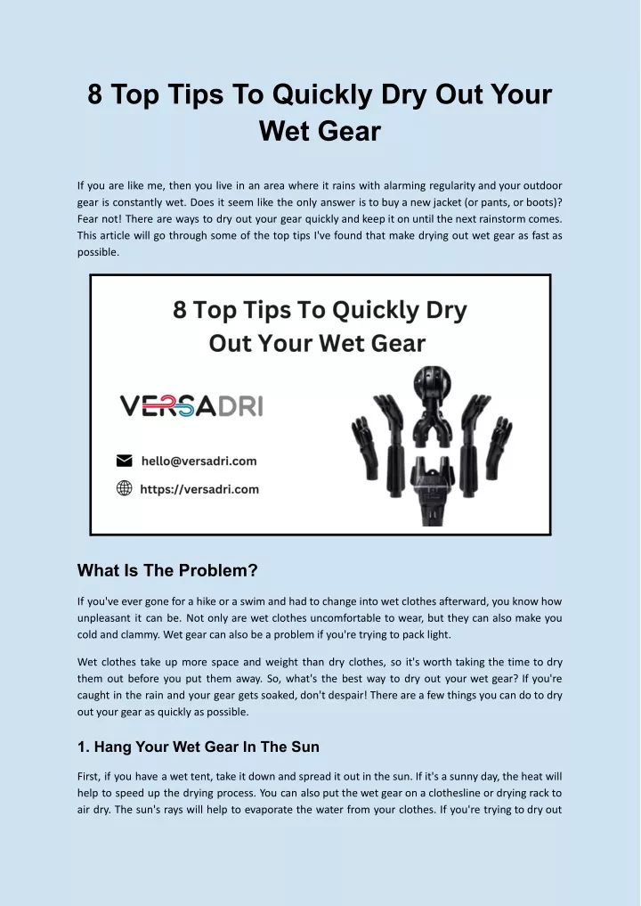 8 top tips to quickly dry out your wet gear