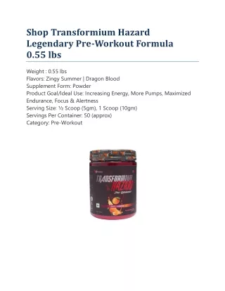 Shop Transformium Hazard Legendary Pre-Workout Formula 0.55 lbs