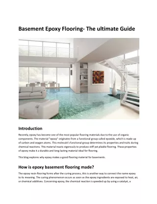 Basement Epoxy Flooring- The ultimate Guide