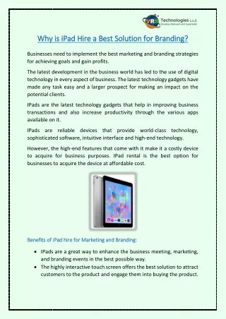 why is ipad hire a best solution for branding