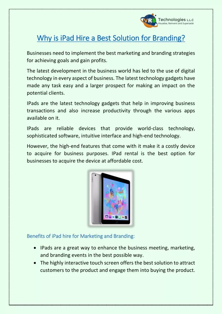 why is ipad hire a best solution for branding