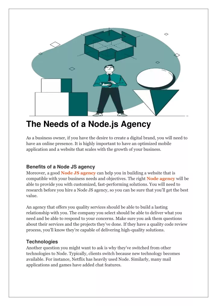 the needs of a node js agency as a business owner