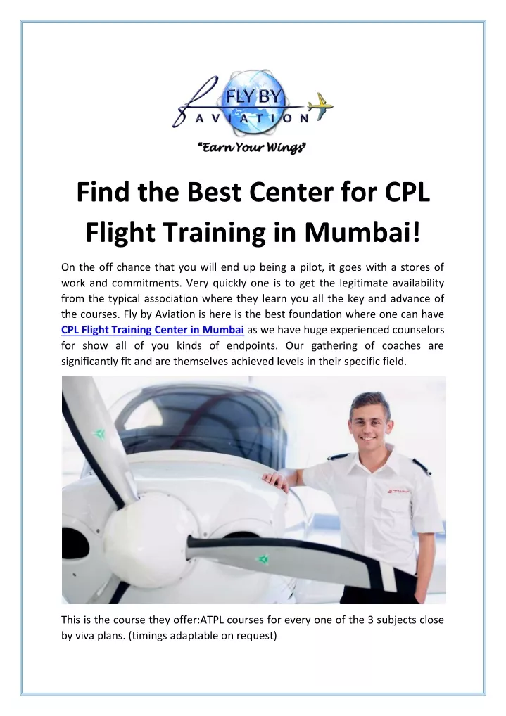 find the best center for cpl flight training