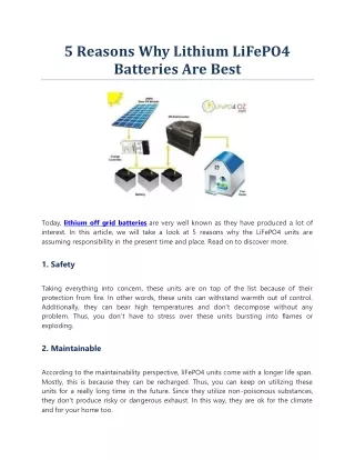 5 reasons why lithium lifepo4 batteries are best