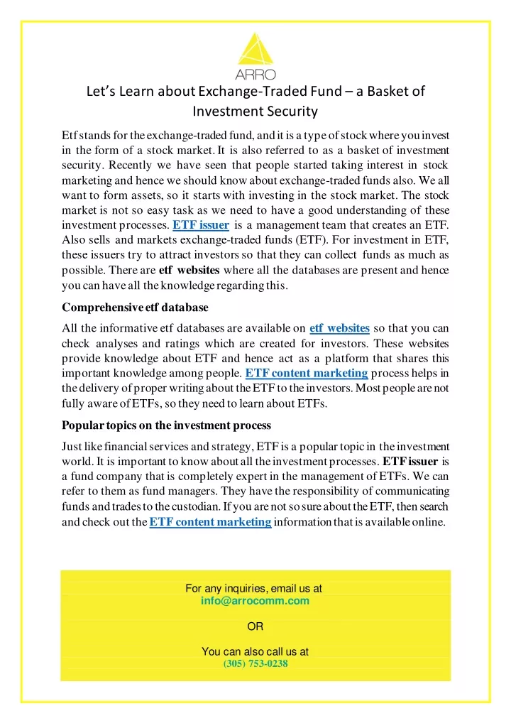 let s learn about exchange traded fund a basket