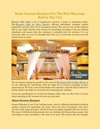 Banquet Hall In Mira Road - seasonsbanquets