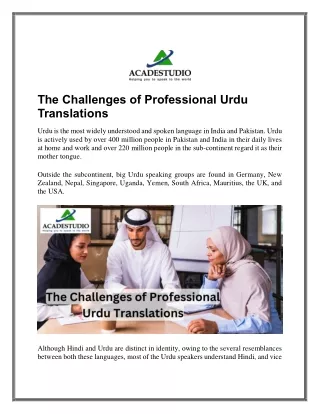 the challenges of professional urdu translations