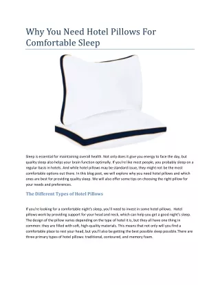 why you need hotel pillows for comfortable sleep