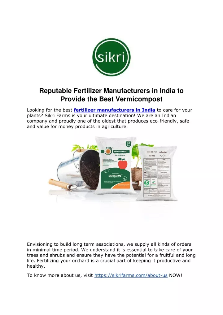 reputable fertilizer manufacturers in india