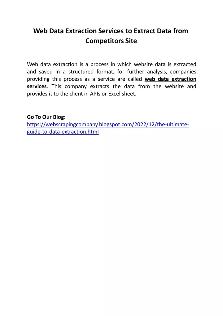 web data extraction services to extract data from