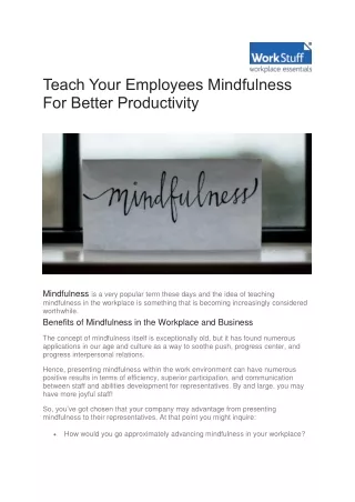 teach your employees mindfulness for better