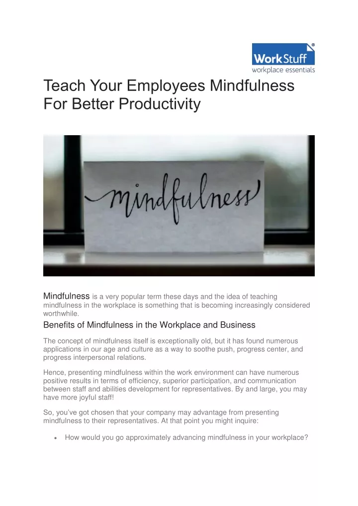 teach your employees mindfulness for better