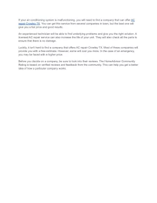 AC Repair Crowley TX - How to Find a Good Company