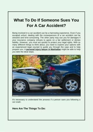 What To Do If Someone Sues You For A Car Accident?