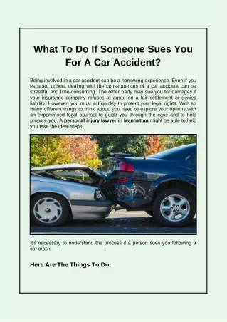 what to do if someone sues you for a car accident