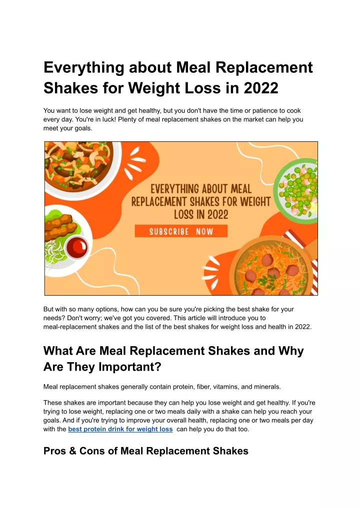 everything about meal replacement shakes