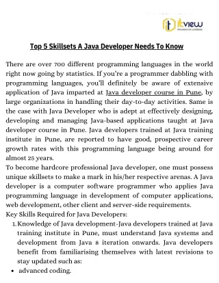 Top 5 Skillsets A Java Developer Needs To Know