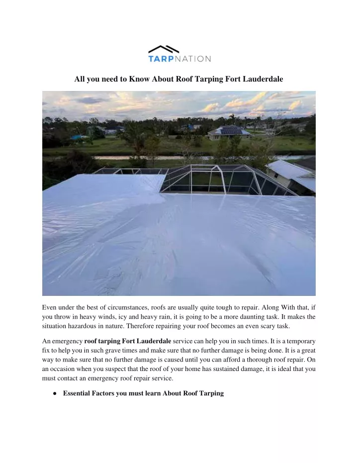 all you need to know about roof tarping fort