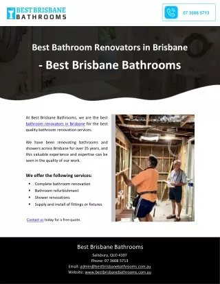 Best Bathroom Renovators in Brisbane - Best Brisbane Bathrooms