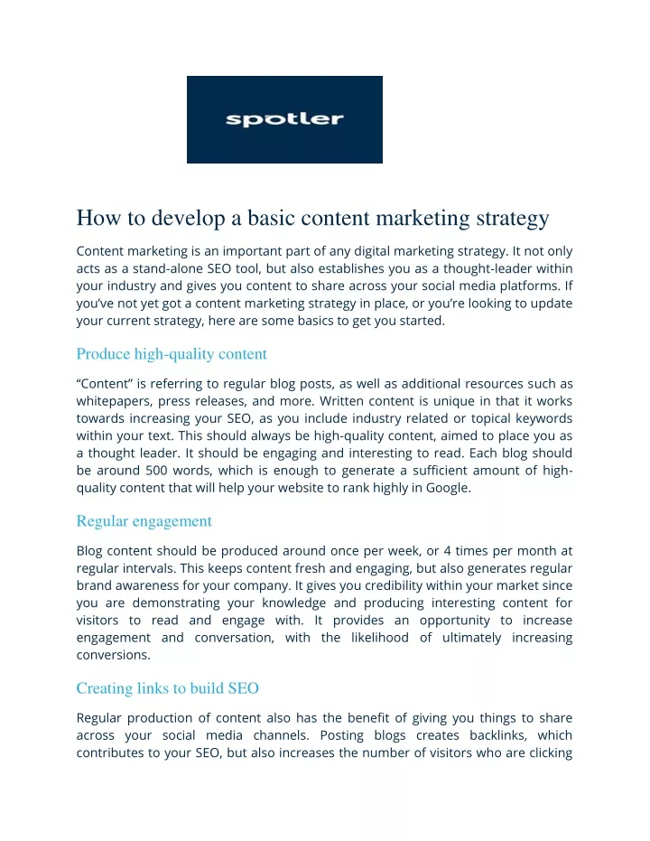 how to develop a basic content marketing strategy