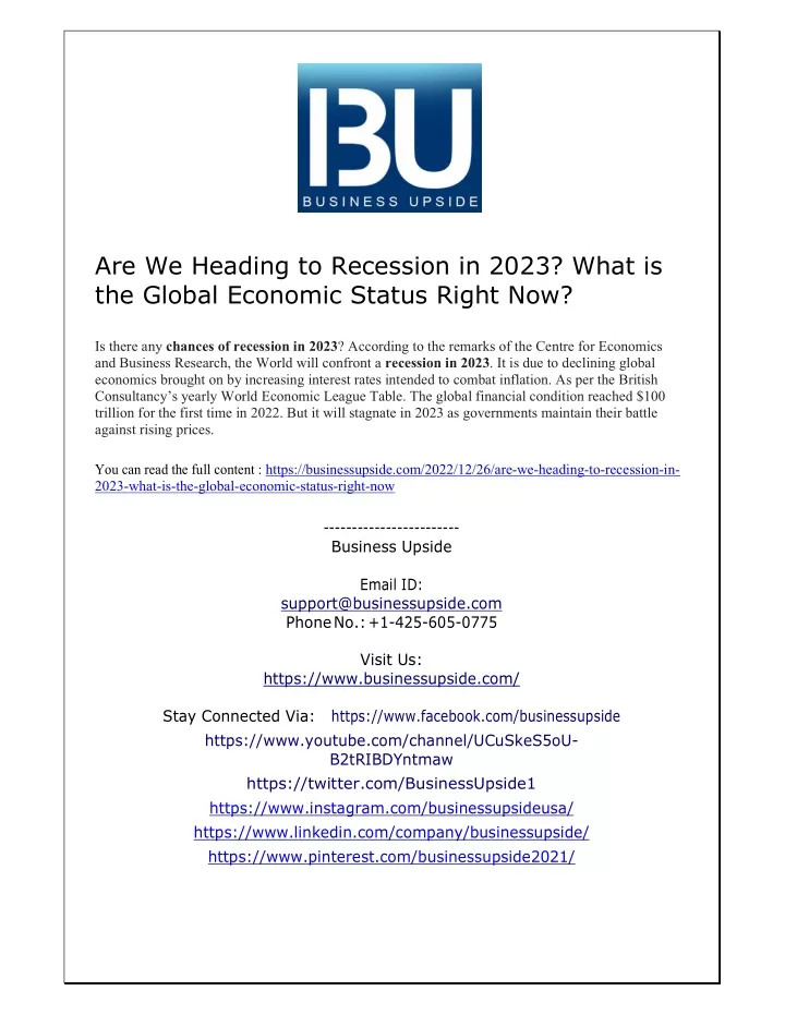 are we heading to recession in 2023 what