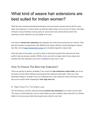 What kind of hair extensions are best suited for Indian women_