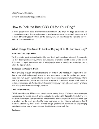 How to Pick the Best CBD Oil for Your Dog