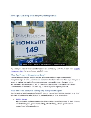 How Signs Can Help With Property Management