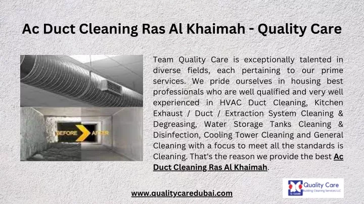 ac duct cleaning ras al khaimah quality care