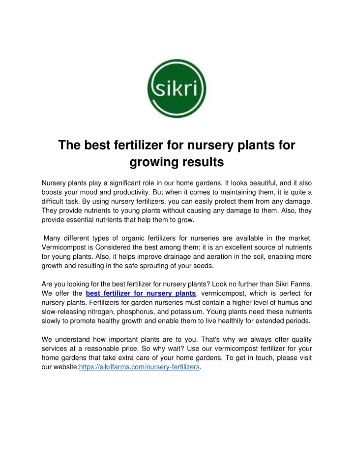 the best fertilizer for nursery plants