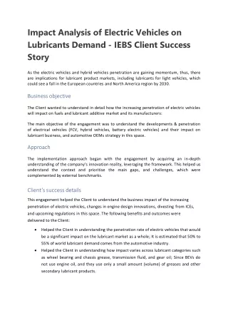 impact analysis of electric vehicles