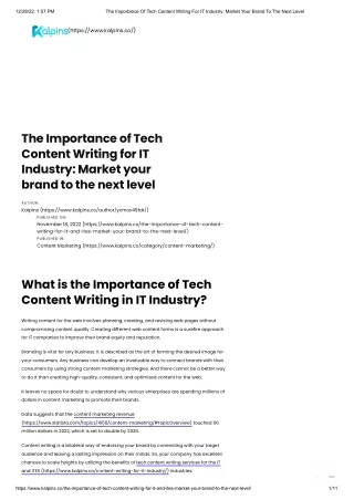 The Importance Of Tech Content Writing For IT Industry_ Market Your Brand To The Next Level