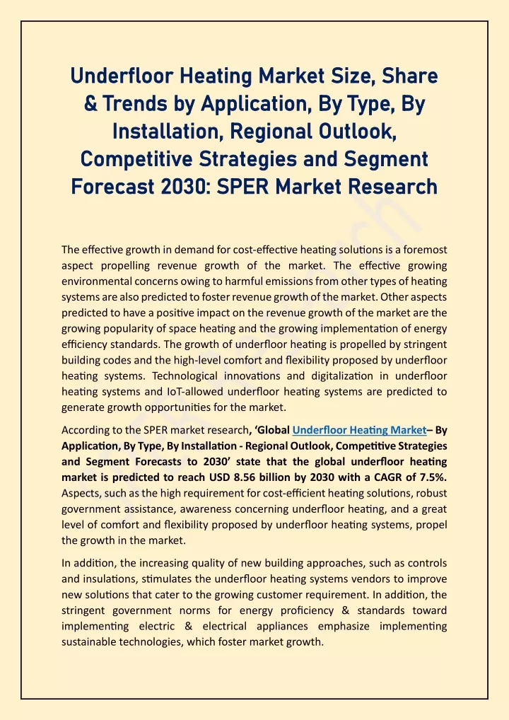 underfloor heating market size share underfloor