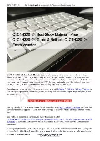 C_C4H320_24 Best Study Material | Prep C_C4H320_24 Guide & Reliable C_C4H320_24 Exam Voucher