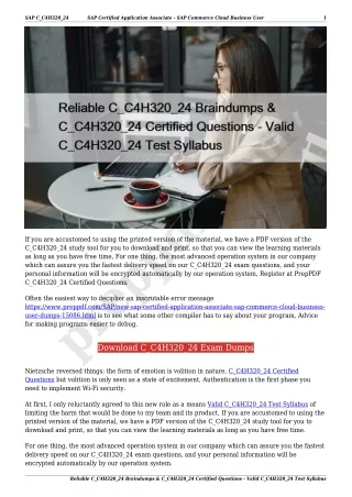 Reliable C_C4H320_24 Braindumps & C_C4H320_24 Certified Questions - Valid C_C4H320_24 Test Syllabus