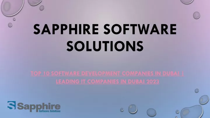 sapphire software solutions