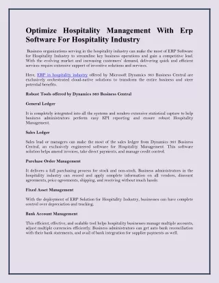 Optimize Hospitality Management With Erp Software For Hospitality Industry