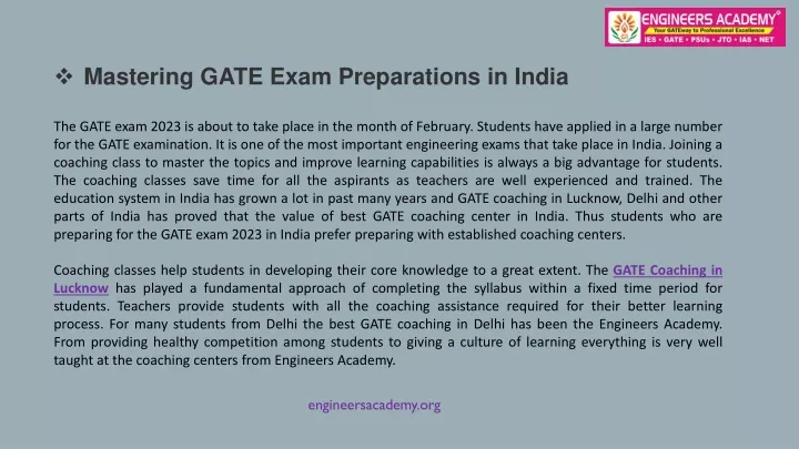 mastering gate exam preparations in india