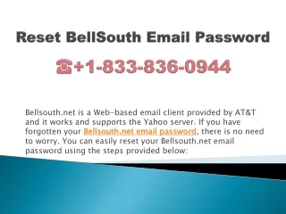 Reset Password For BellSouth Email  1-833-836-0944