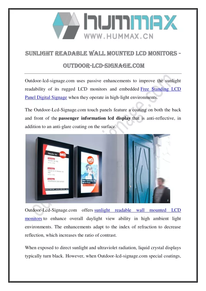 sunlight readable wall mounted lcd monitors