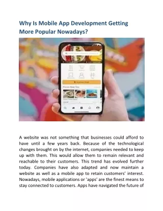 why is mobile app development getting more