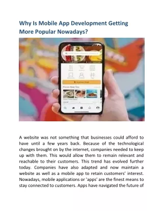 Why Is Mobile App Development Getting More Popular Nowadays